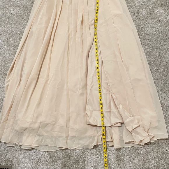NWOT Wear Your Love Champagne Chiffon Maxi Bridesmaid Dress Pockets Corset Bride - Picture 15 of 16